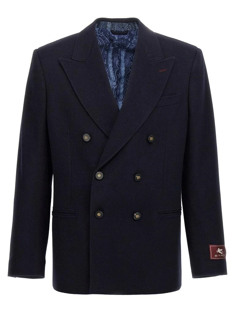 ETRO Etro Logo Patch Double-Breasted Blazer from Cettire