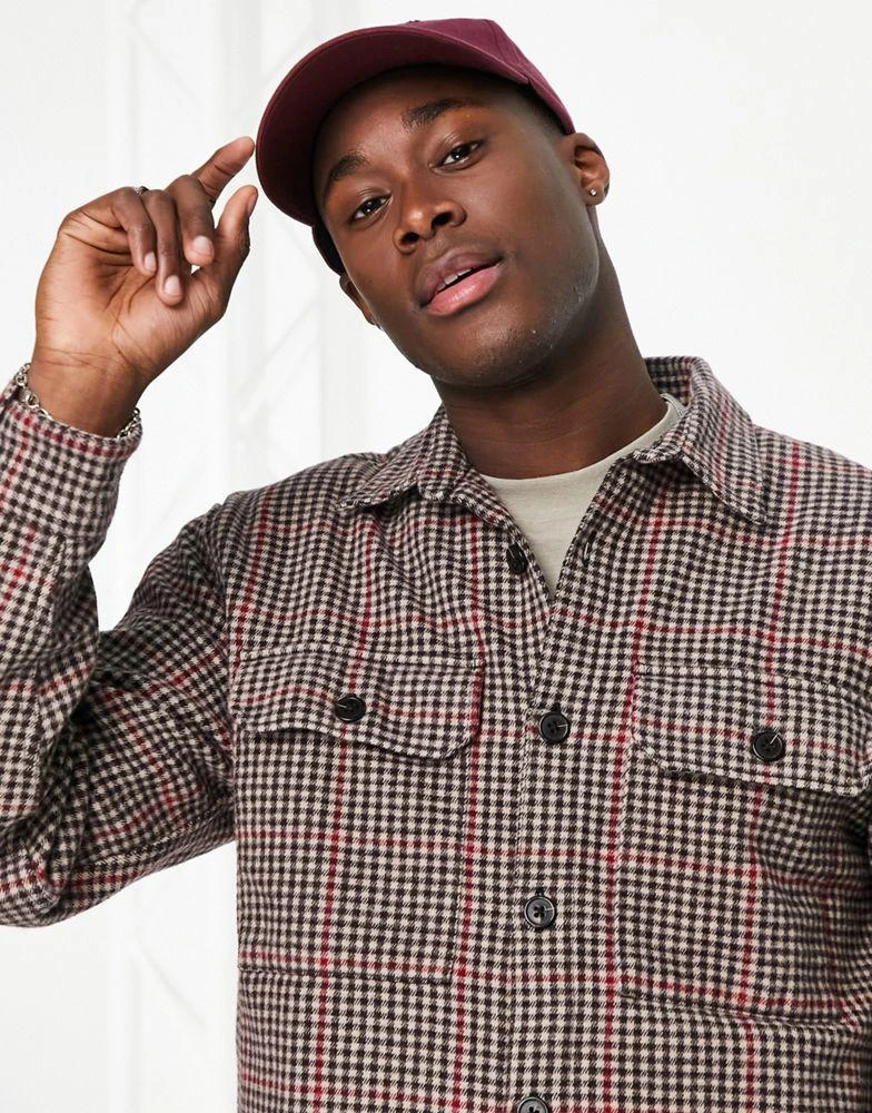 Abercrombie & Fitch Abercrombie & Fitch houndstooth check heavy flannel overshirt in tan 4