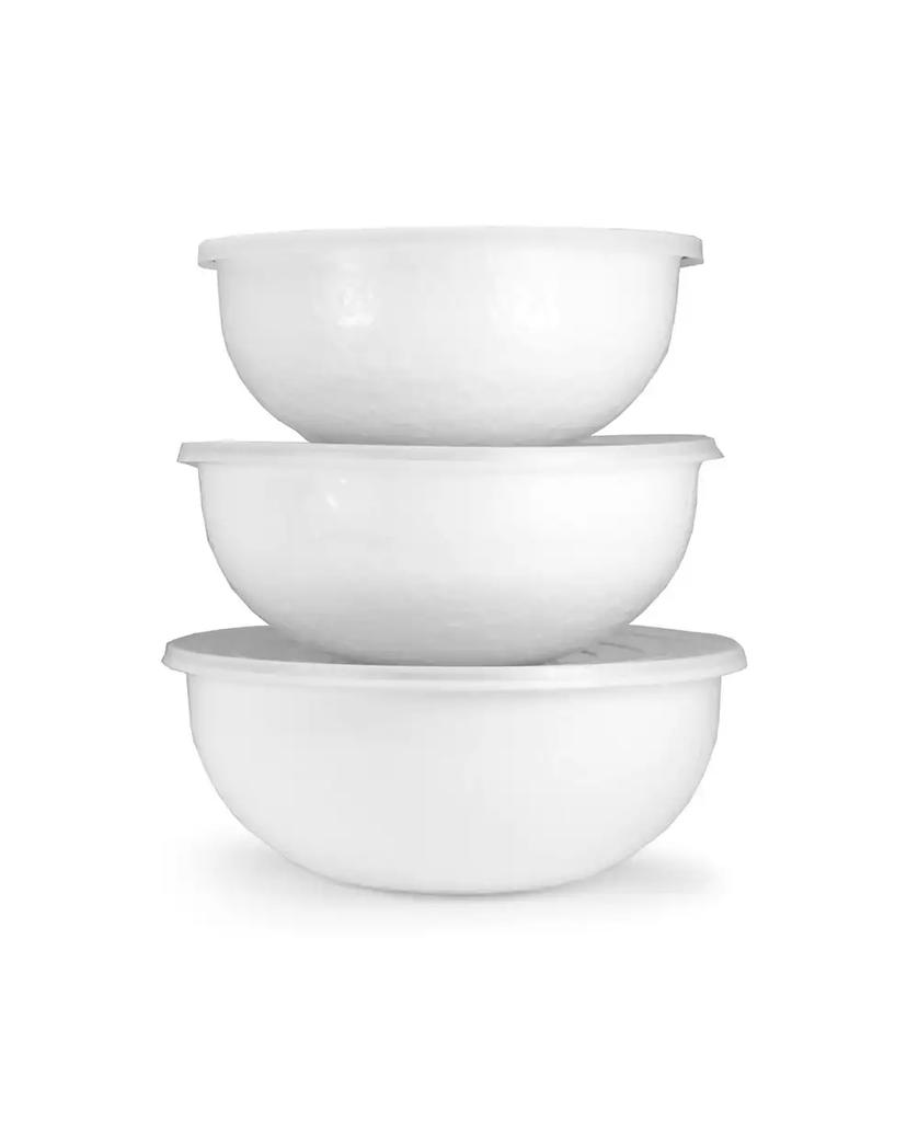 Golden Rabbit Solid White Enamelware Collection Mixing Bowls, Set of 3