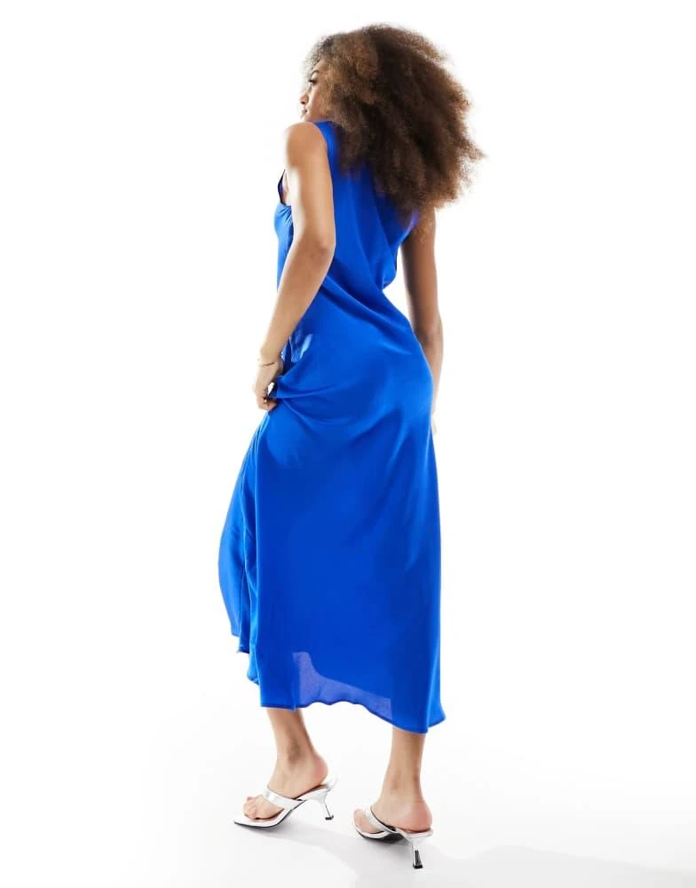 ASOS ASOS DESIGN satin midi dress in cobalt blue 4