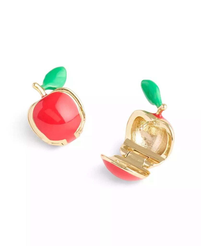 Coach Red Enamel Vintage Charms Signature Apple Huggie Earrings 3