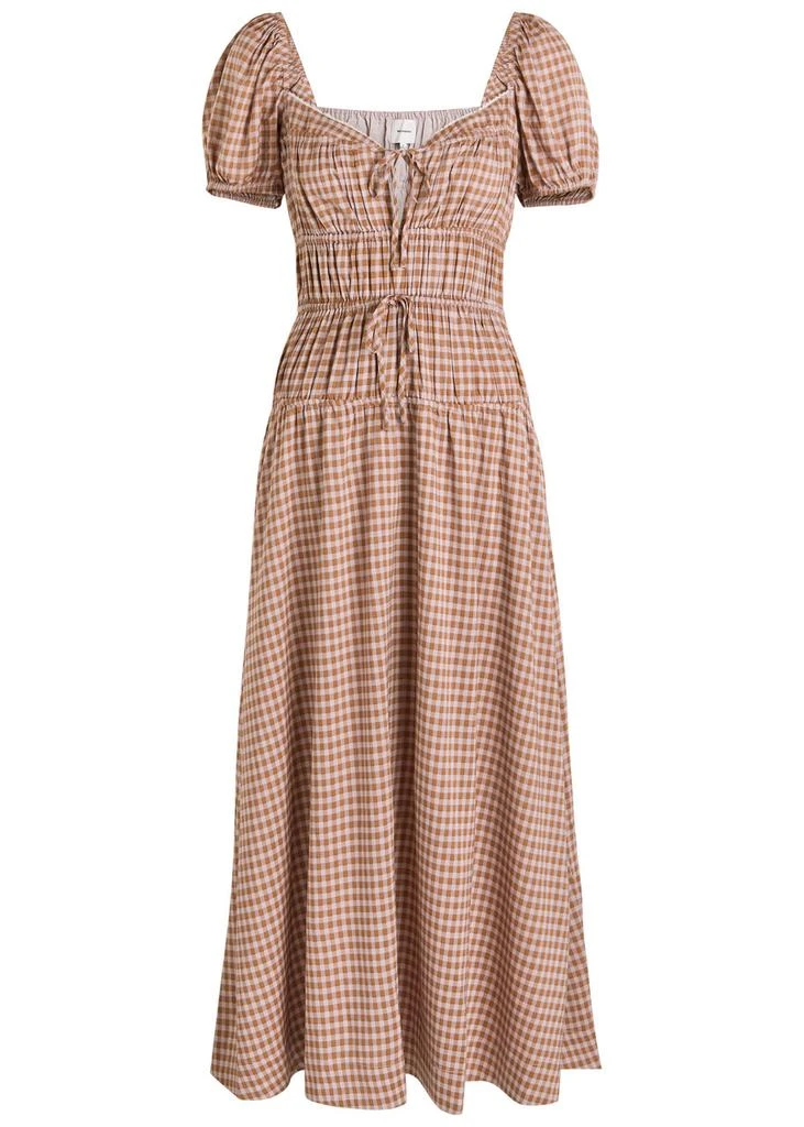knee length dresses for ladies Reformation Suvi Ruched Midi Dress Dark Brown Stretch Jersey Size Smal   Celebrity Owned