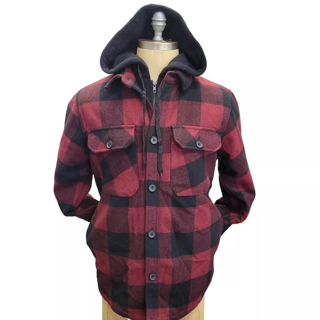 HEDGE Men's Sherpa Plaid Jacket In Red 1