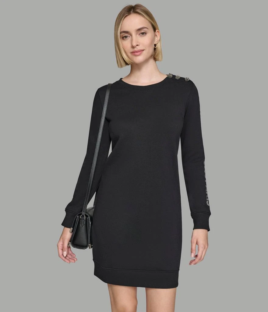 Karl Lagerfeld Paris RHINESTONE LOGO TRIM SWEATSHIRT DRESS 4