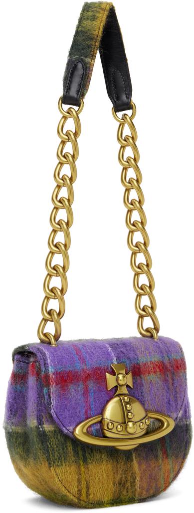 Vivienne Westwood Khaki & Purple Jodie Saddle Bag