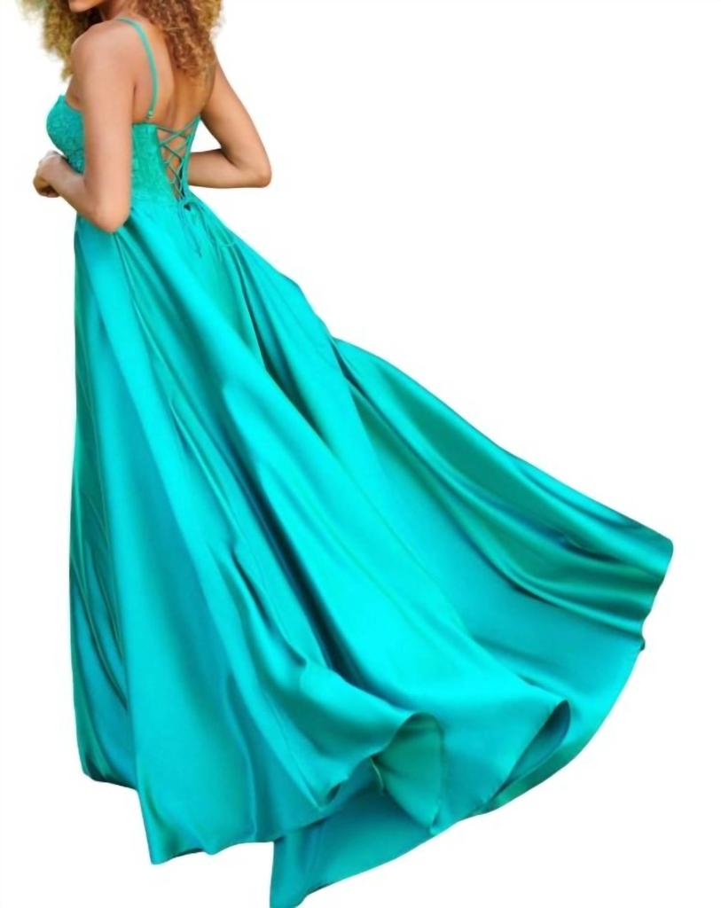 Faviana Faviana - Lace Corset Satin Ballgown Dress