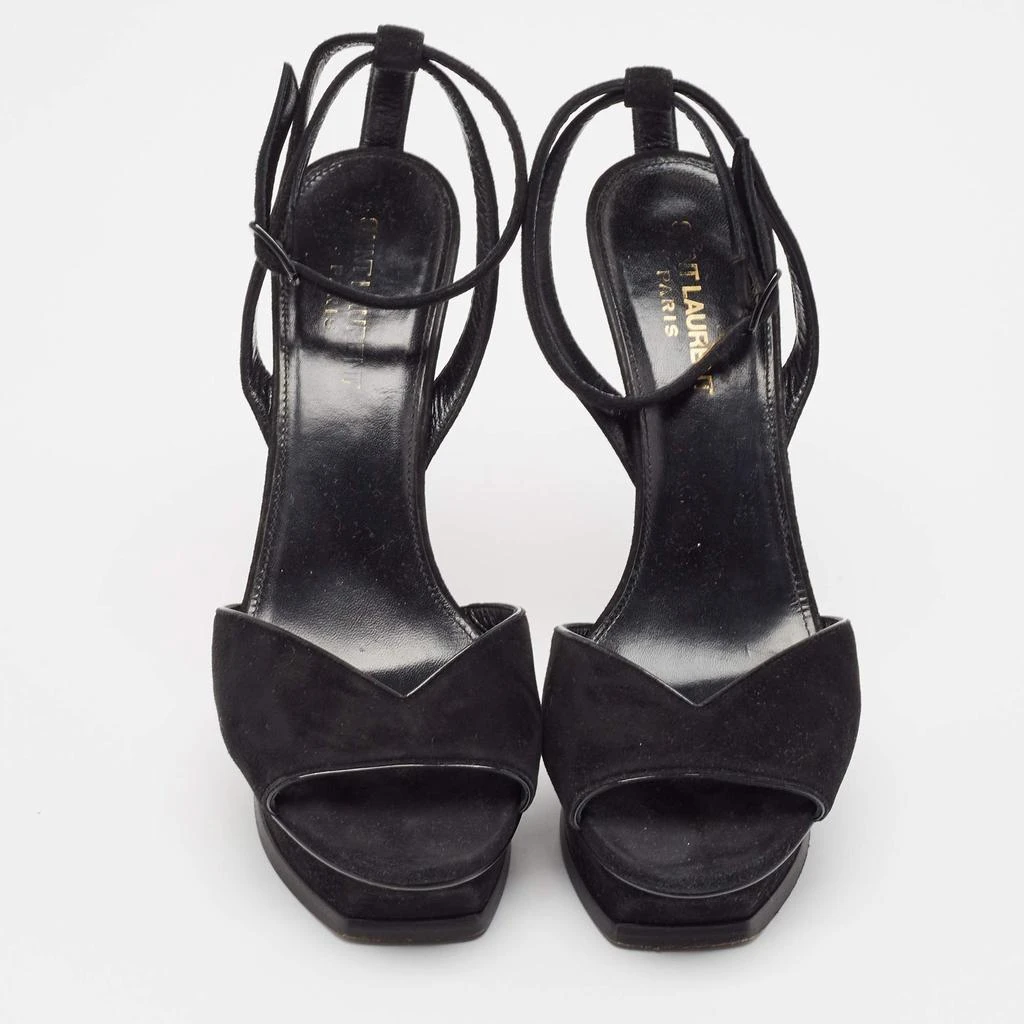 Yves Saint Laurent Saint Laurent Black Suede Ankle Strap Platform Sandals Size 37.5 3