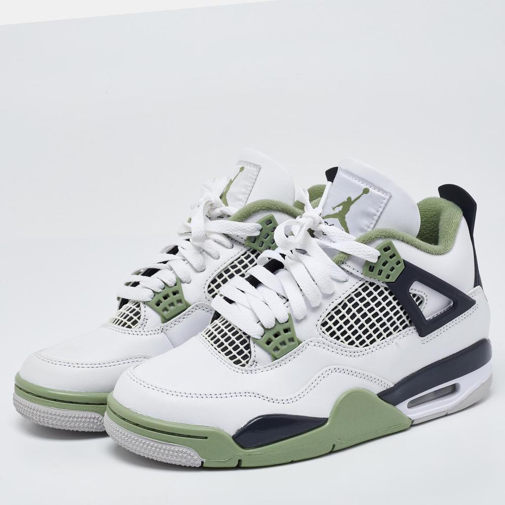 Air Jordans Air Jordans Tricolor Leather Jordan 4 Retro Seafoam Sneakers Size 38