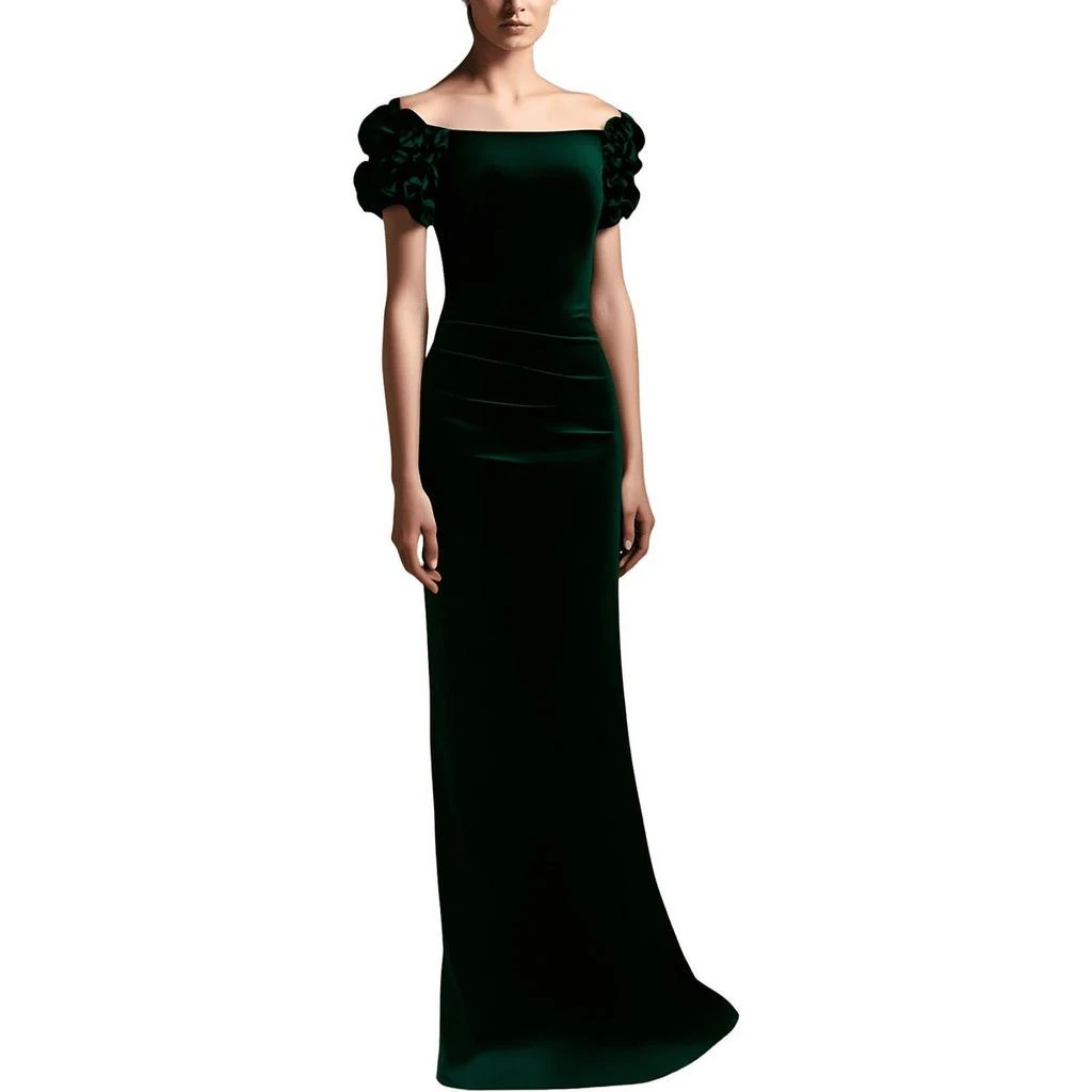 XSCAPE Womens Ruffled Velvet Evening Dress 1
