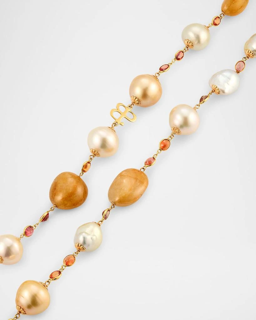 BELPEARL 18K Yellow Gold South Sea Pearl and Sapphire Necklace, 42"L 3