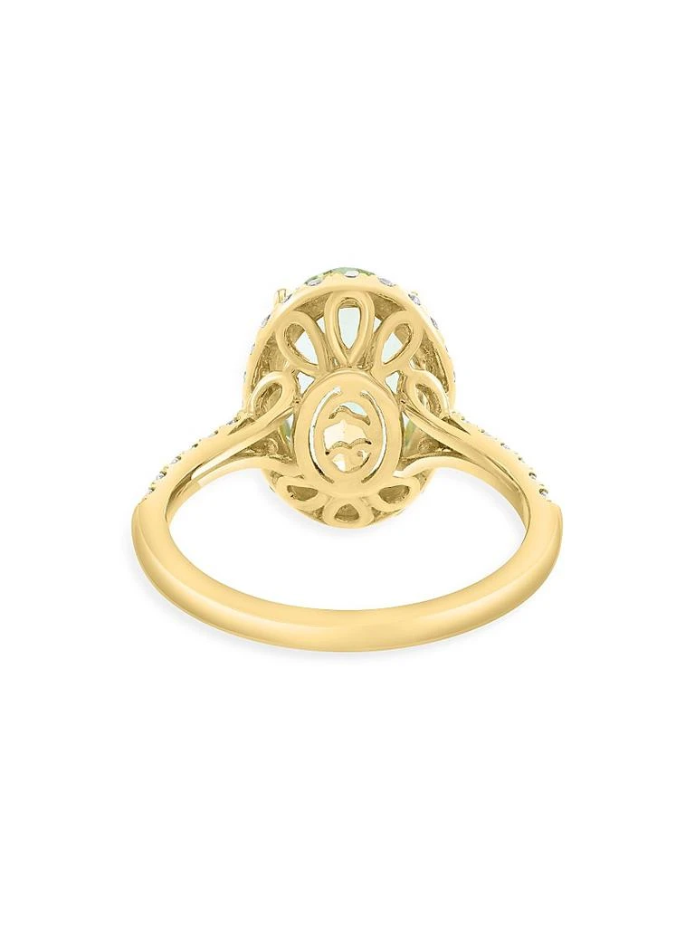 Saks Fifth Avenue Collection 14K Yellow Gold, Green Amethyst 
0.45 TCW Diamond Halo Ring 5