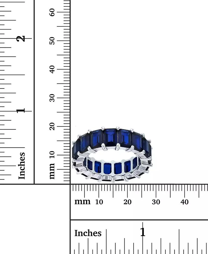 Macy
s Lab Grown Blue Spinel Emerald Cut Eternity Band in Rhodium Plated Sterling Silver 2