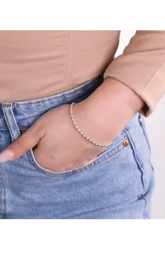 BEST SILVER Sterling Silver Oval Beaded Bracelet 2