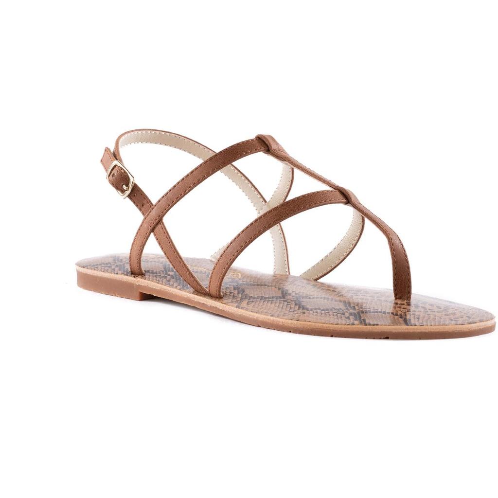 BC Footwear Super Woman Womens Vegan Leather Slingback Flat Sandals