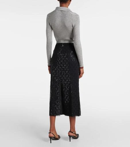 Gucci GG crystal-embellished tulle midi skirt 3