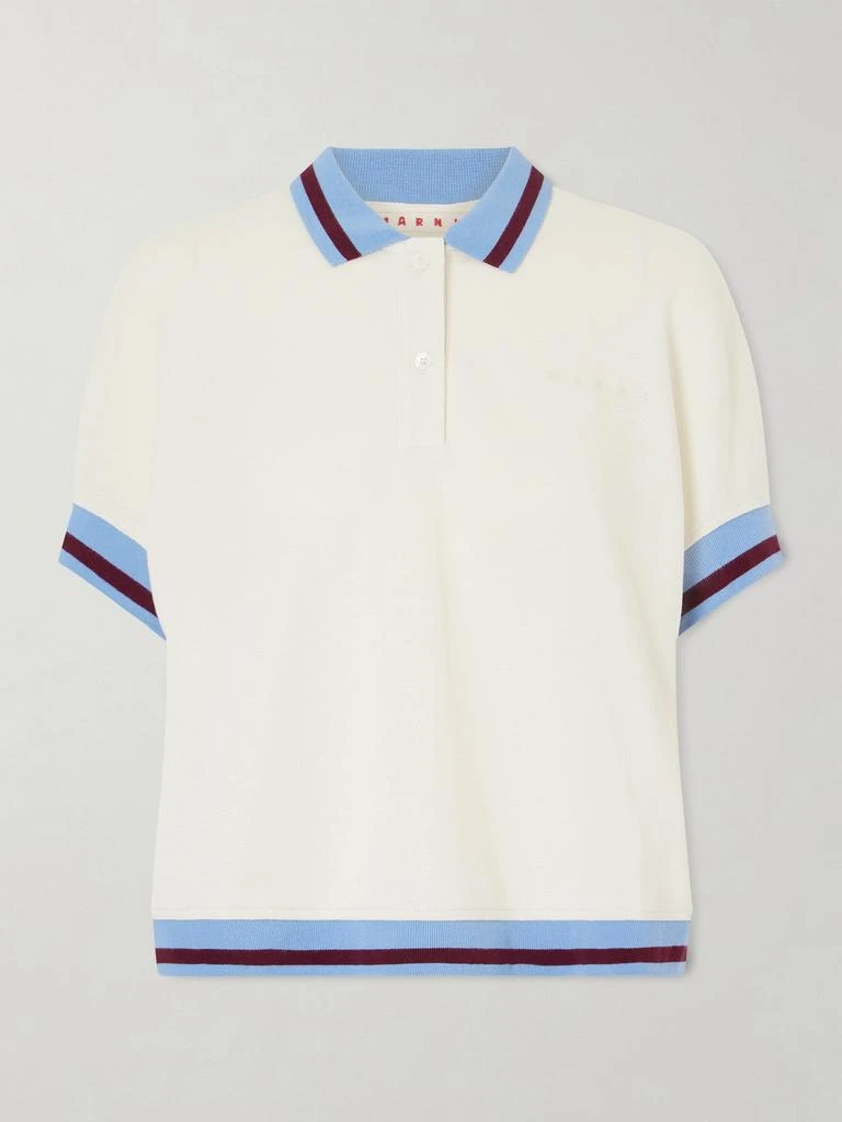 Marni Embroidered Striped Cotton-piqué Polo Shirt  - IT36