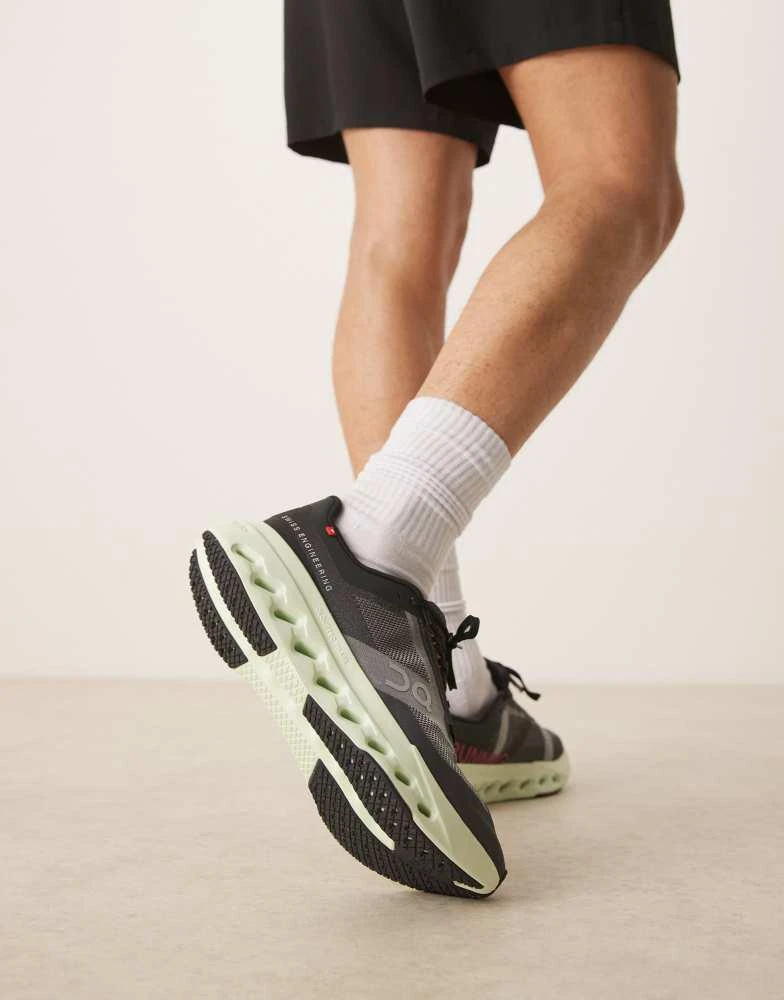 On ON Cloudsurfer Next running trainers in black and lime green 4