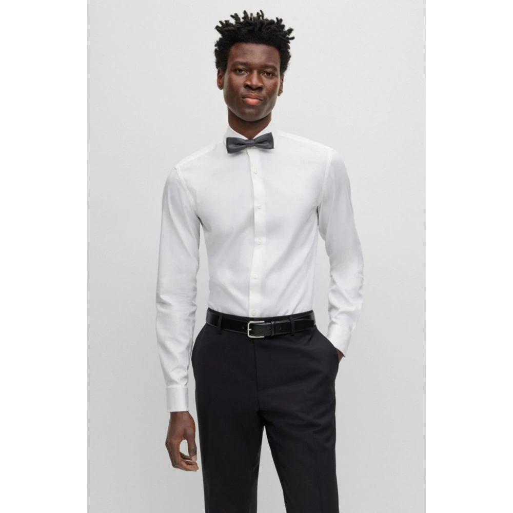 Hugo Boss Italian-made bow tie in micro-pattern silk jacquard 2