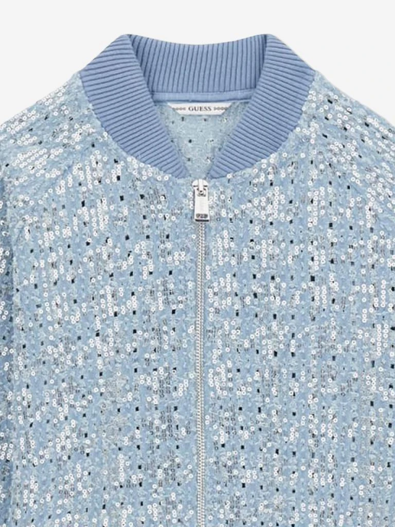 GUESS Guess Girls Sequin Denim Bomber Jacket in Blue 3