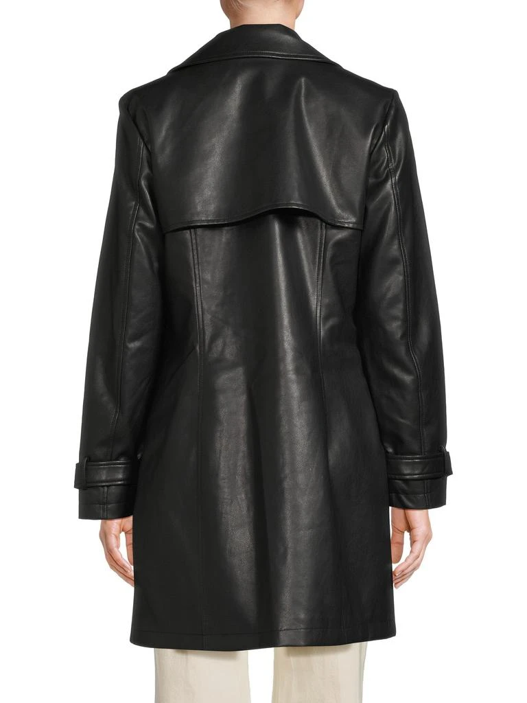 NOIZE Double Breasted Faux Leather Coat 2