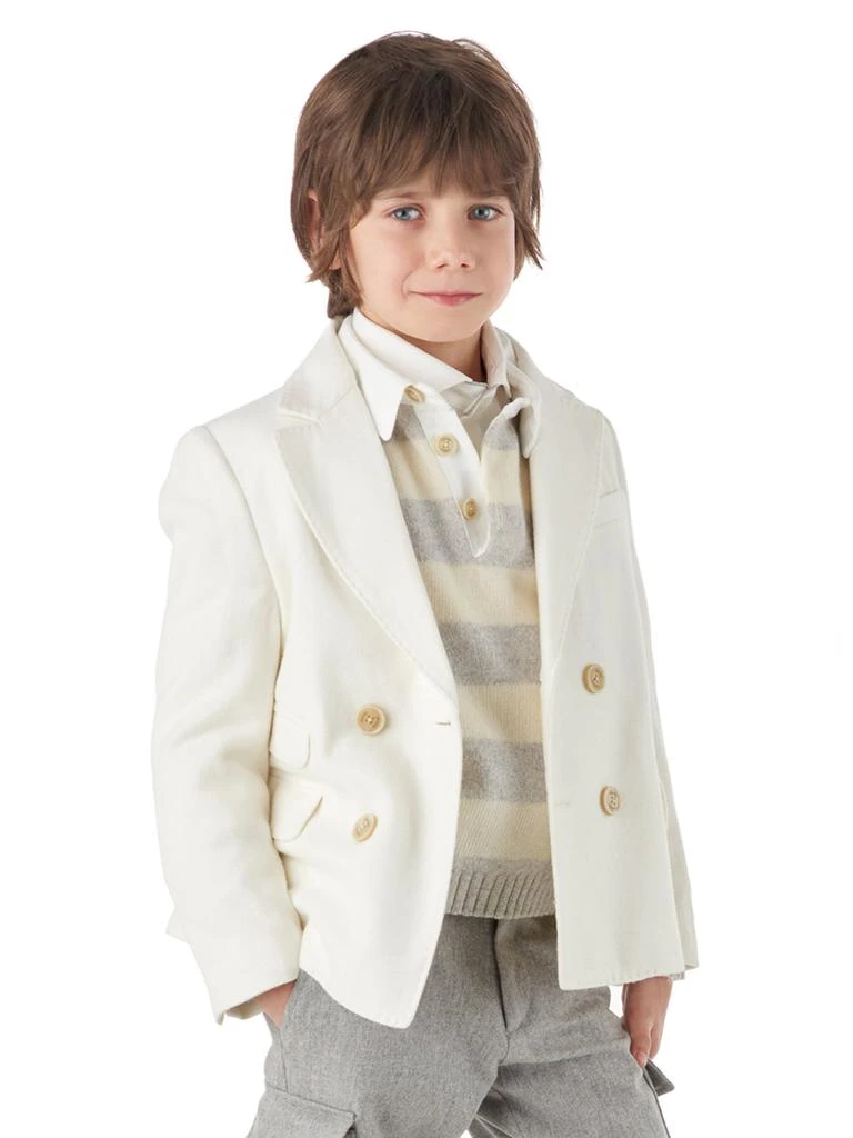 ELEVENTY Eleventy Boys Wool Blazer in Ivory 2