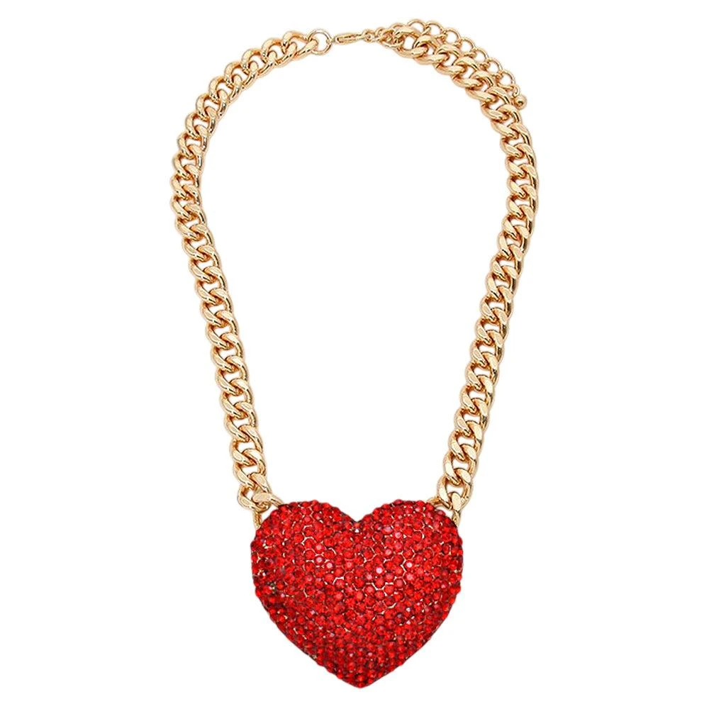 FASHNZFAB Crystal Heart Chain Necklace 2