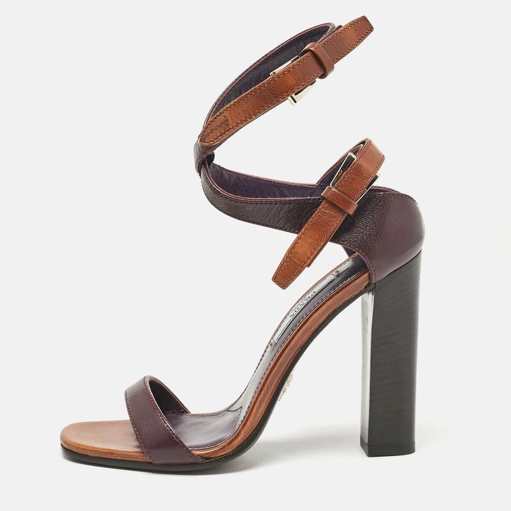 Prada Prada Purple/Brown Leather Ankle Strap Sandals Size 36 1