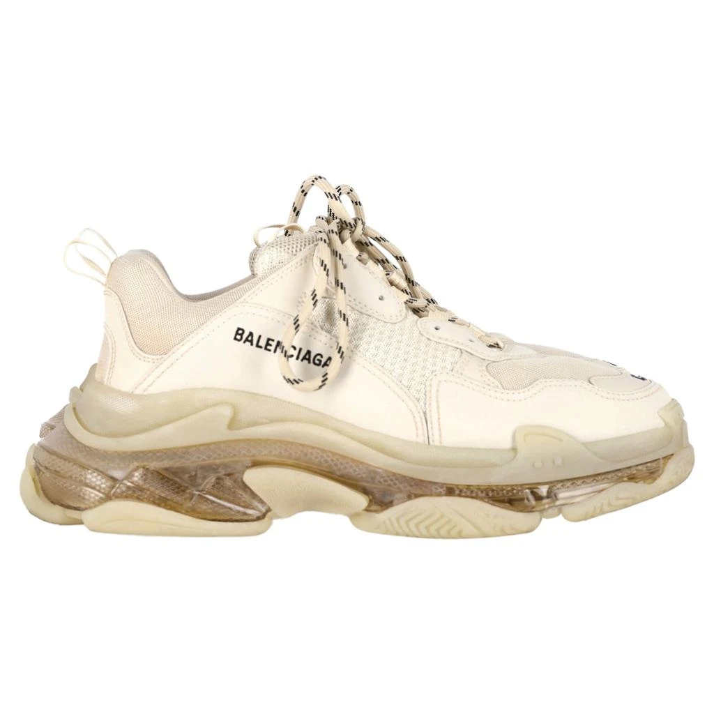 Balenciaga Triple S Clear Sole Sneakers in Off-White Polyester 1