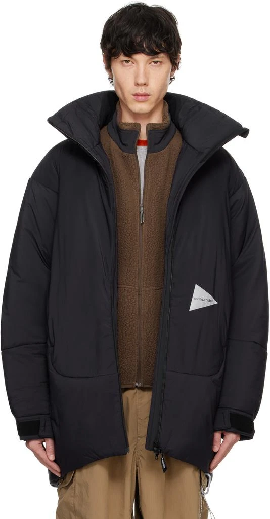 And Wander Black Top Fleece Coat 1