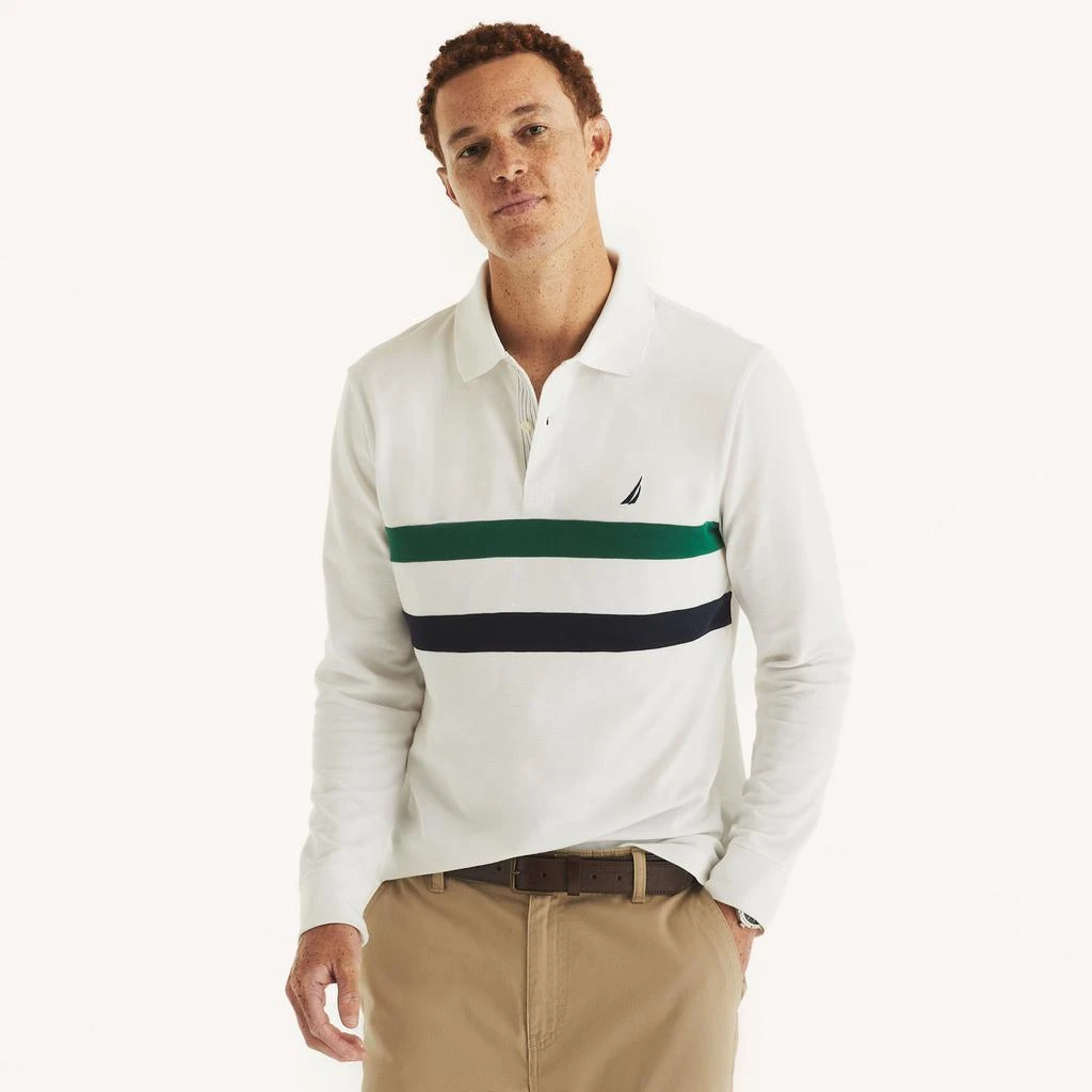 Nautica Mens Classic Fit Long-Sleeve Striped Polo 1