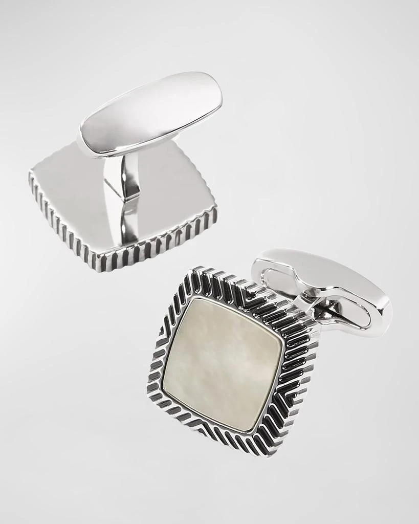 Link Up Men's Square Mother-Of-Pearl Wavy-Frame Cufflinks 3