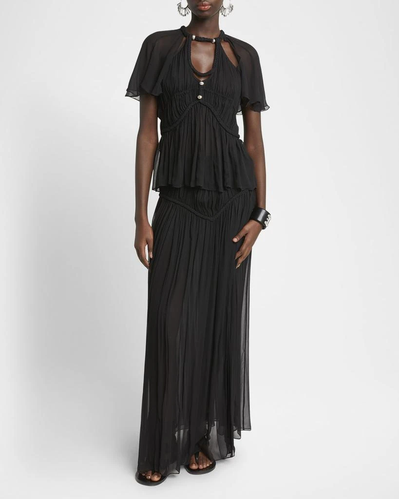Isabel Marant Rosaline Cutout Pleated Chiffon Silk Top 2