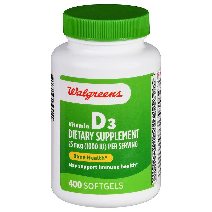 Walgreens Vitamin D3 25 mcg (1000 IU) Softgels (400 days) 1