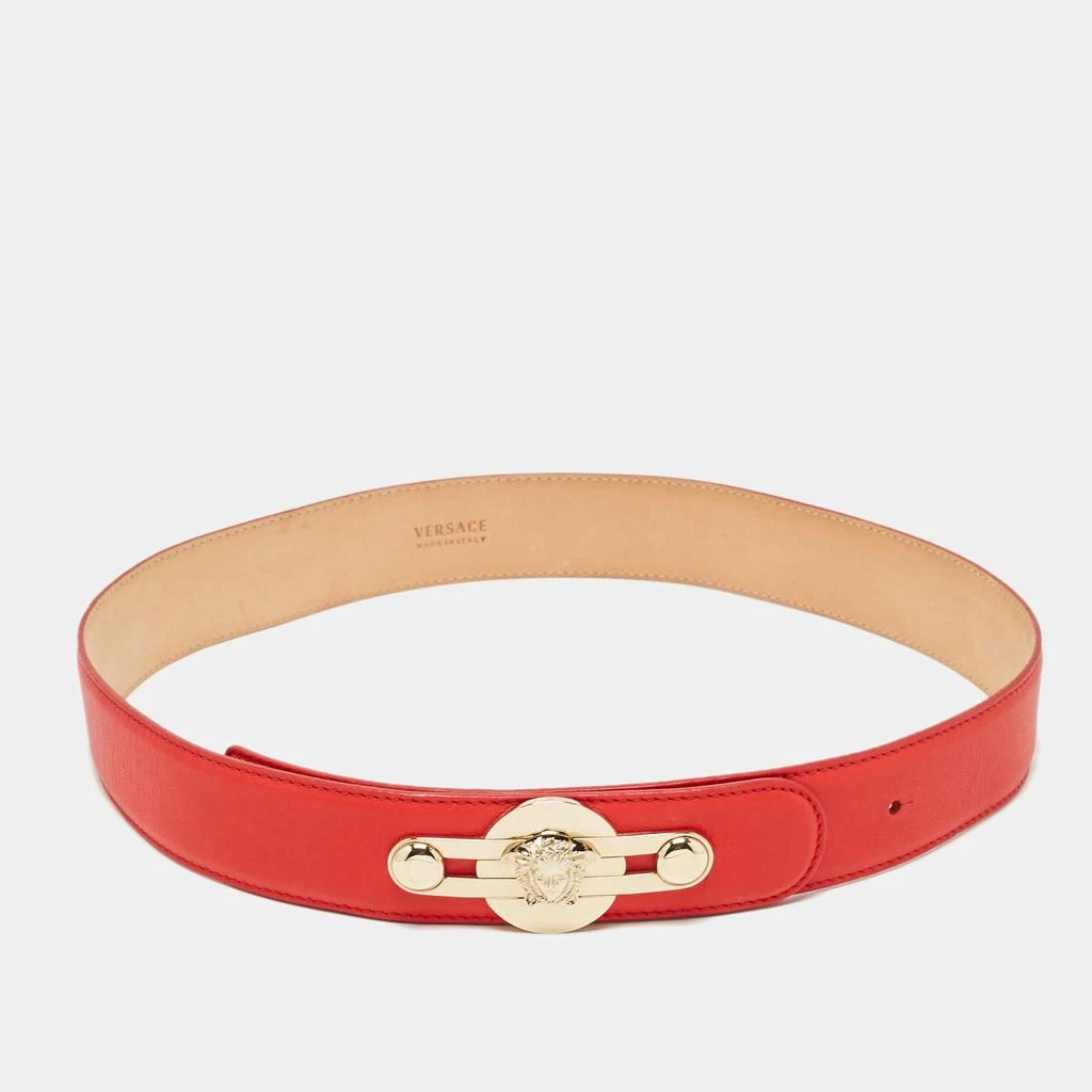 Versace Versace Red Leather Medusa Buckle Belt 85 CM 1