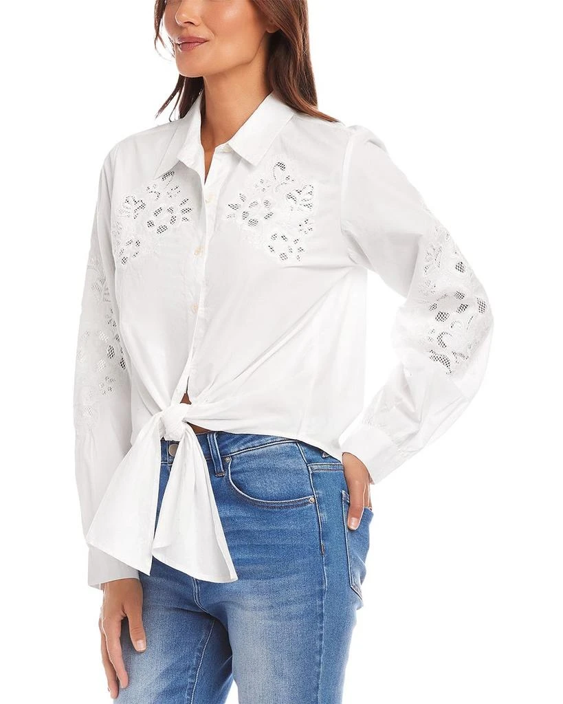 Karen Kane Embroidered Tie Front Shirt 3