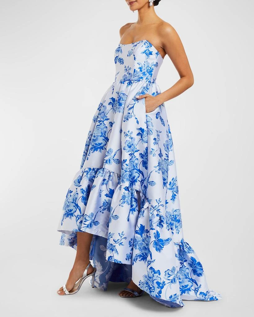 Mestiza New York Georgiana Strapless Floral-Print High-Low Gown 3
