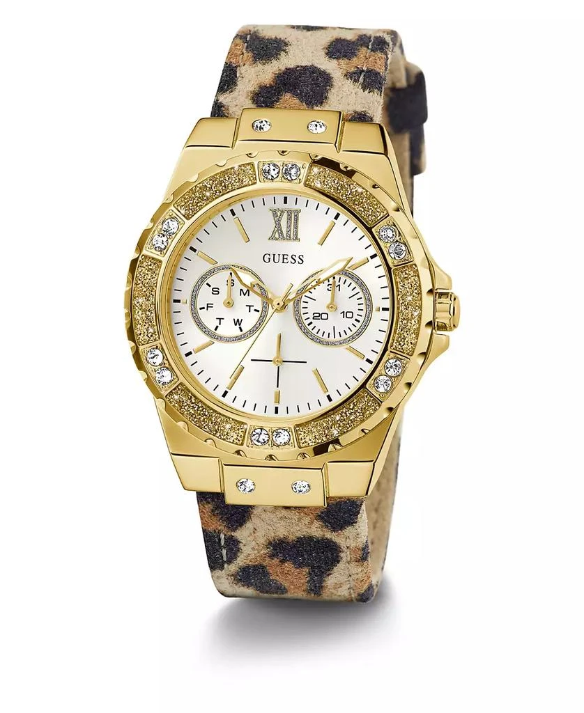 GUESS Women's Multi-Function Animal Print Genuine Leather Watch 39mm 5