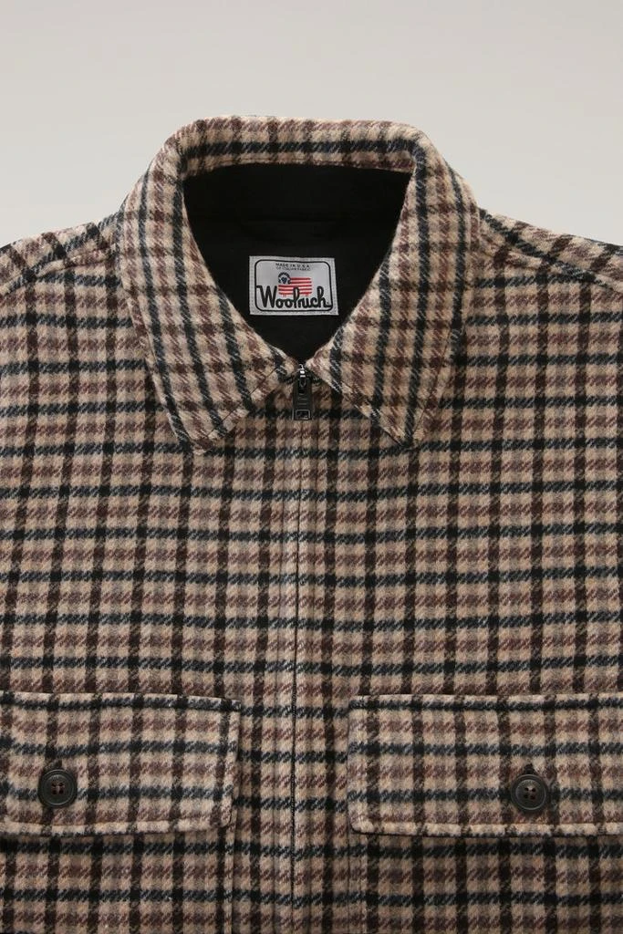 WOOLRICH Wool Blend Zip-front Plaid Flannel Overshirt - Men - Brown 2