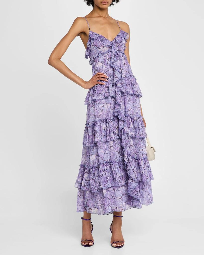 Cinq a Sept Fadrid Painted Hydrangea Ruffle Midi Dress 4