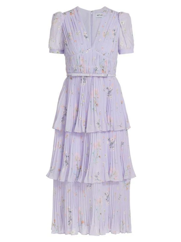 Self Portrait Floral Chiffon Tiered Midi-Dress 6