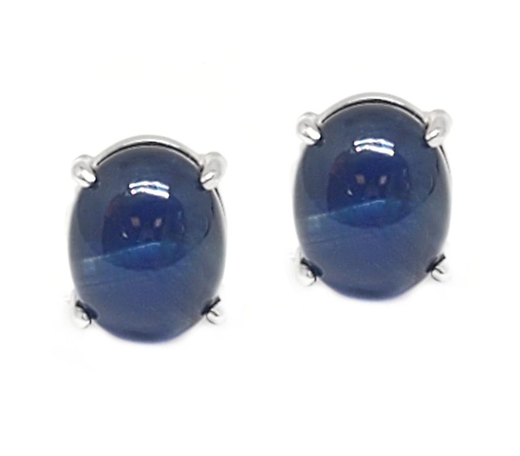 Andreoli Blue Sapphire Cabochon Stud Earrings
