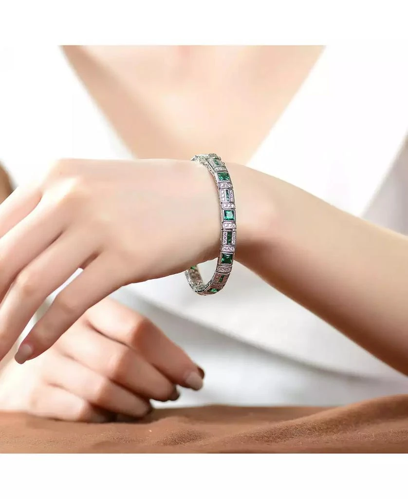 Genevive Sterling Silver White Gold Plated with Colored Cubic Zirconia Tennis Bracelet 2