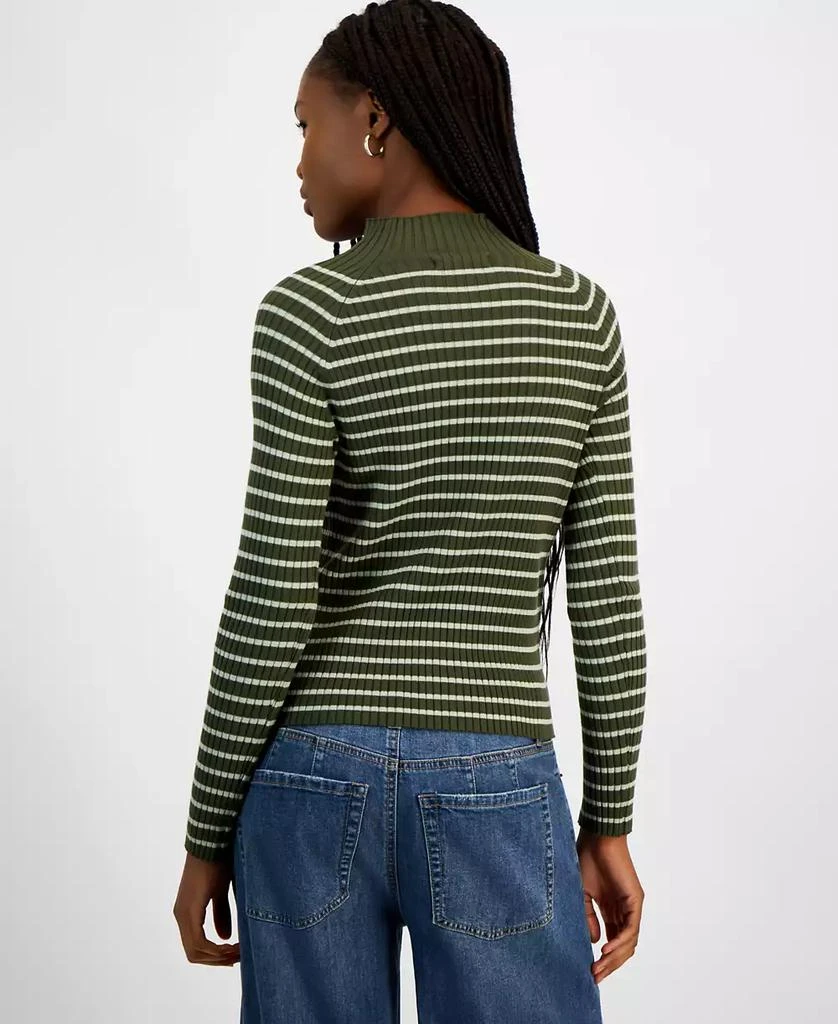 Hooked Up by IOT Juniors’ Fine Gauge Mock-Neck Striped Sweater 2