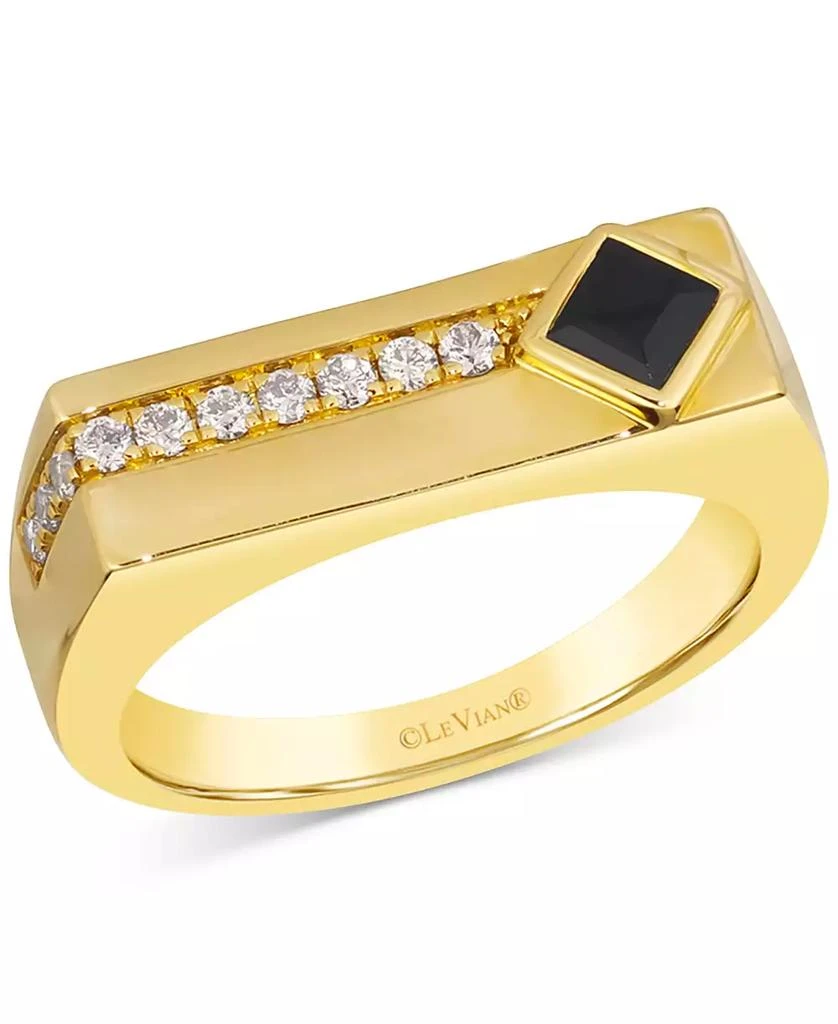 Le Vian Men
s Onyx (4mm) 
Nude Diamond (1/4 ct. t.w.) Ring in 14k Yellow Gold 1