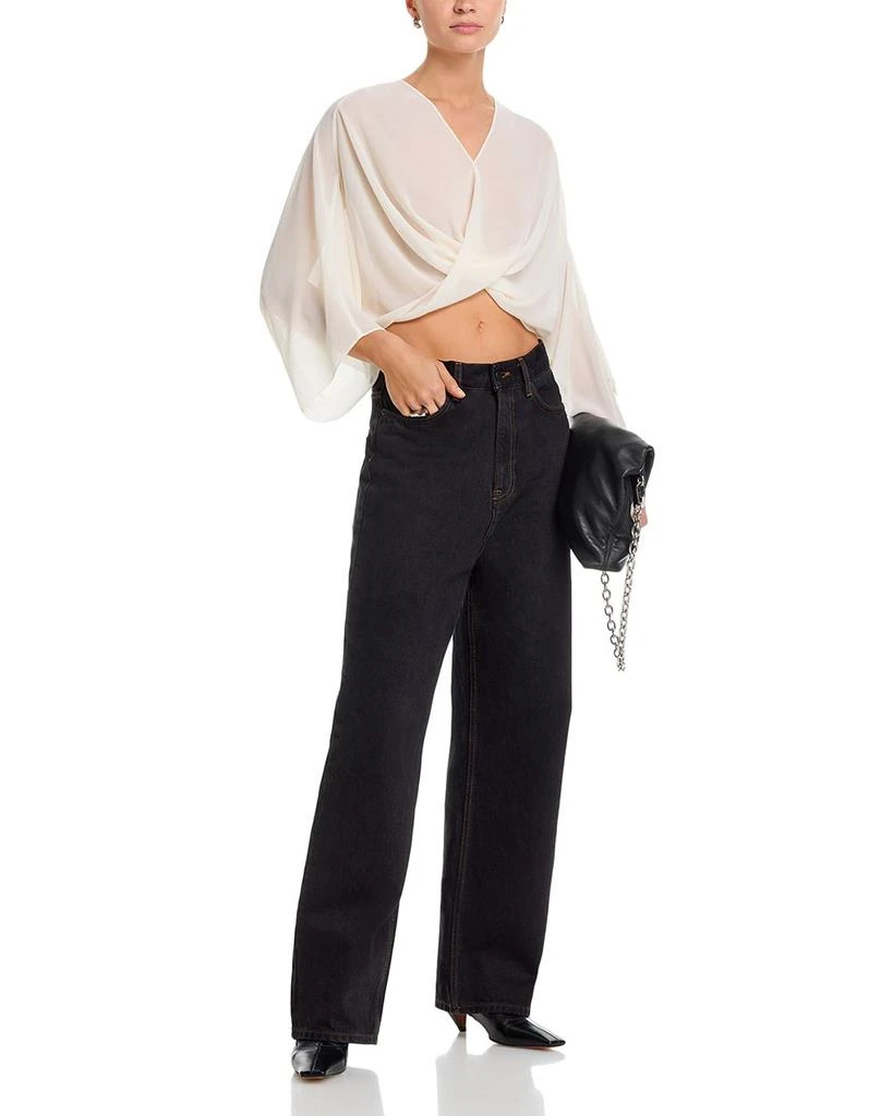 MM6 Draped V Neck Long Sleeve Top 2