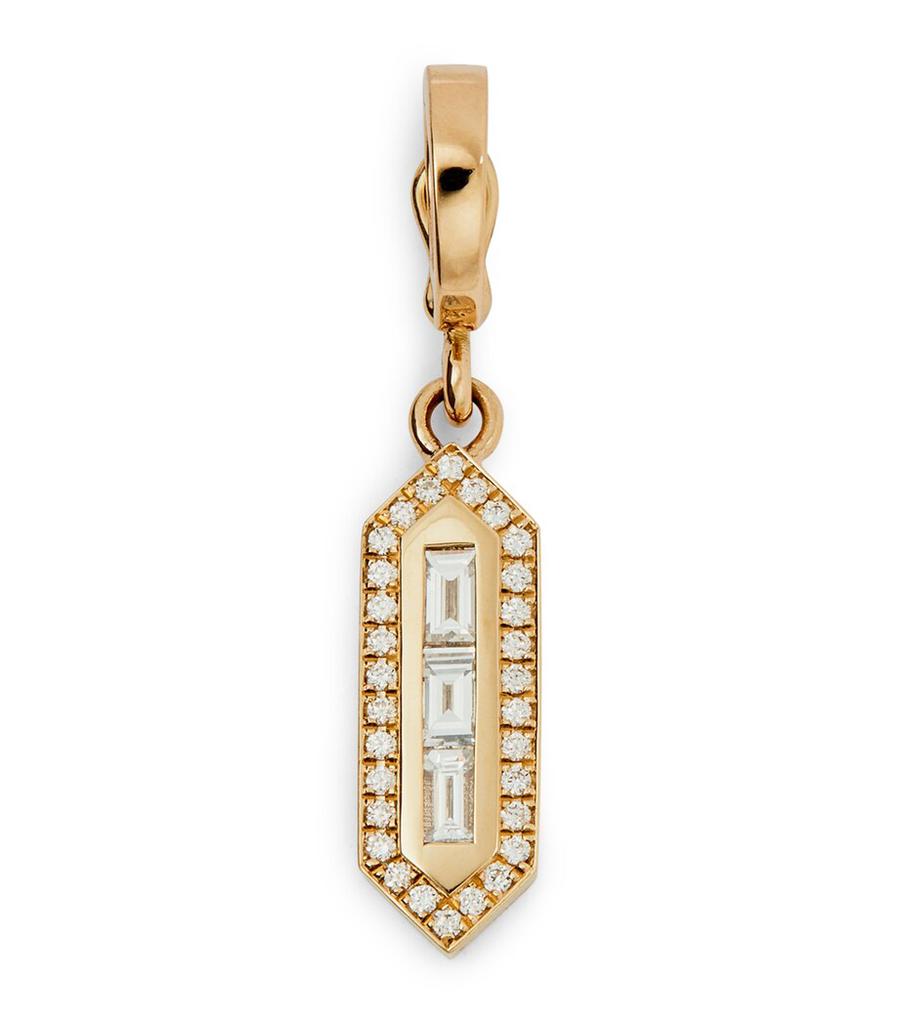 Azlee Yellow Gold and Diamond Triple Baguette Charm