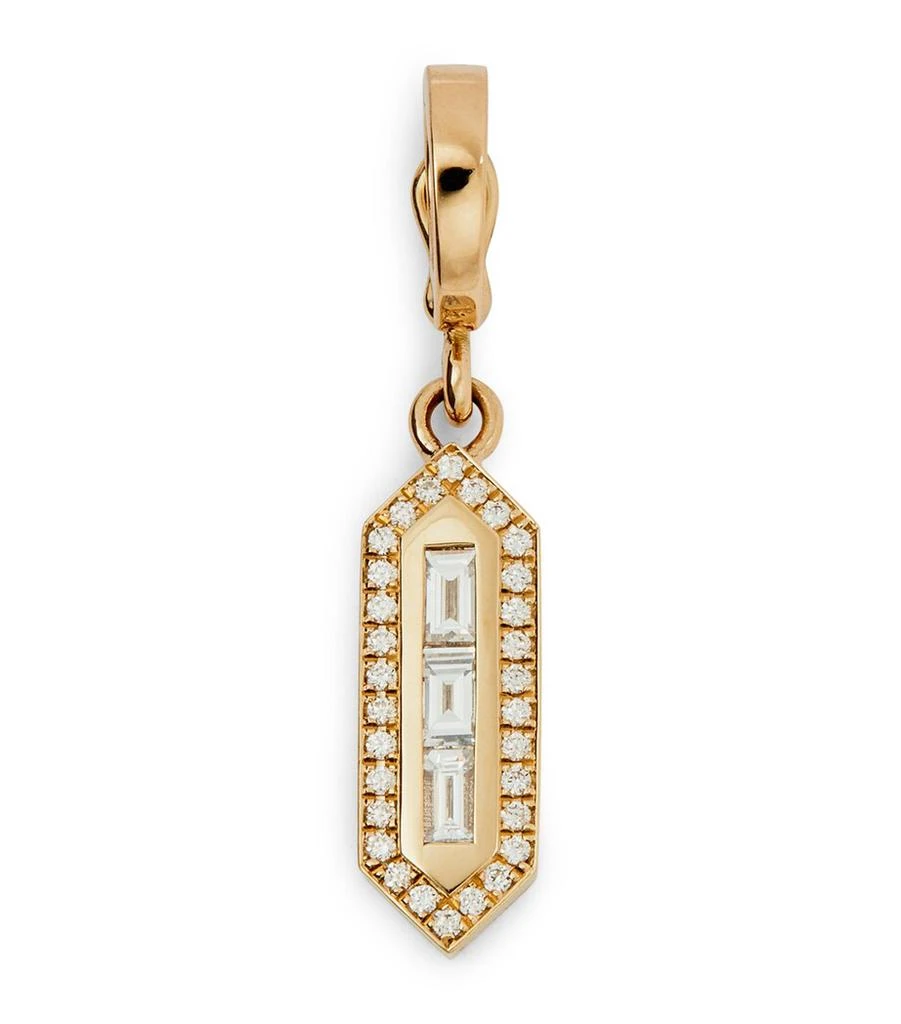 Azlee Yellow Gold and Diamond Triple Baguette Charm 1