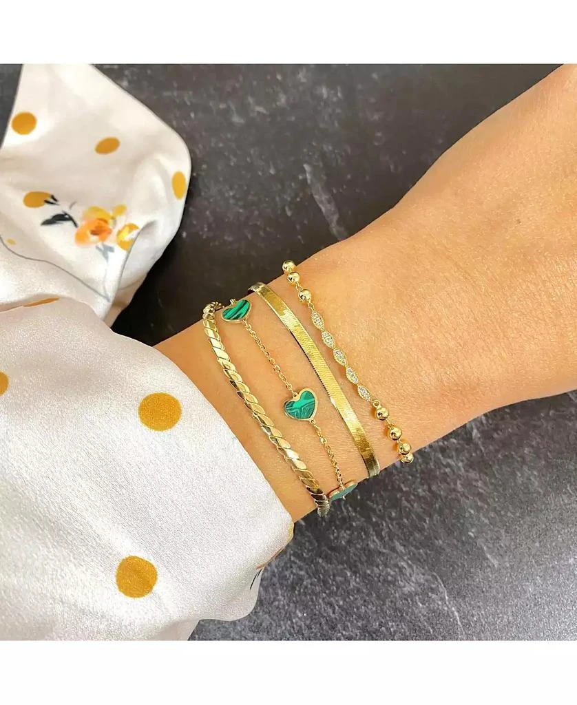The Lovery Malachite Heart Station Bracelet 14K Gold 2