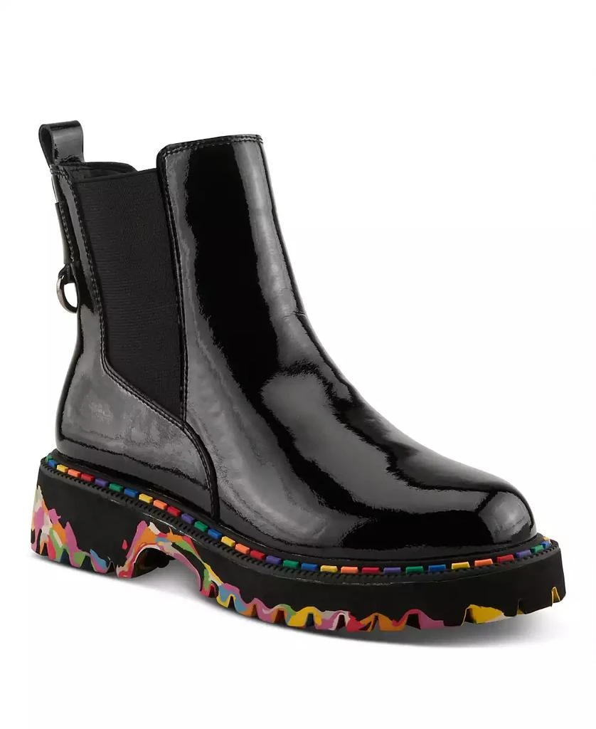 Spring Step Rager Glossy Waterproof Leather Rain Boot with Artistic Outsole and Elastic Side Panels 1