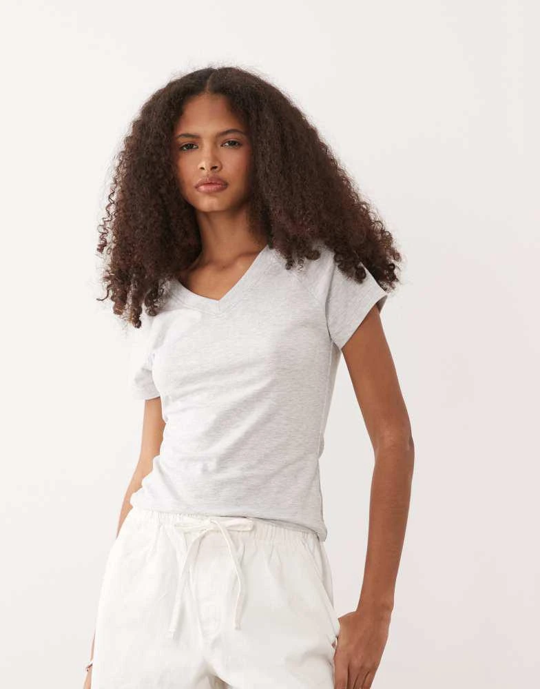 ASOS ASOS DESIGN short sleeve v neck co-ord top in grey